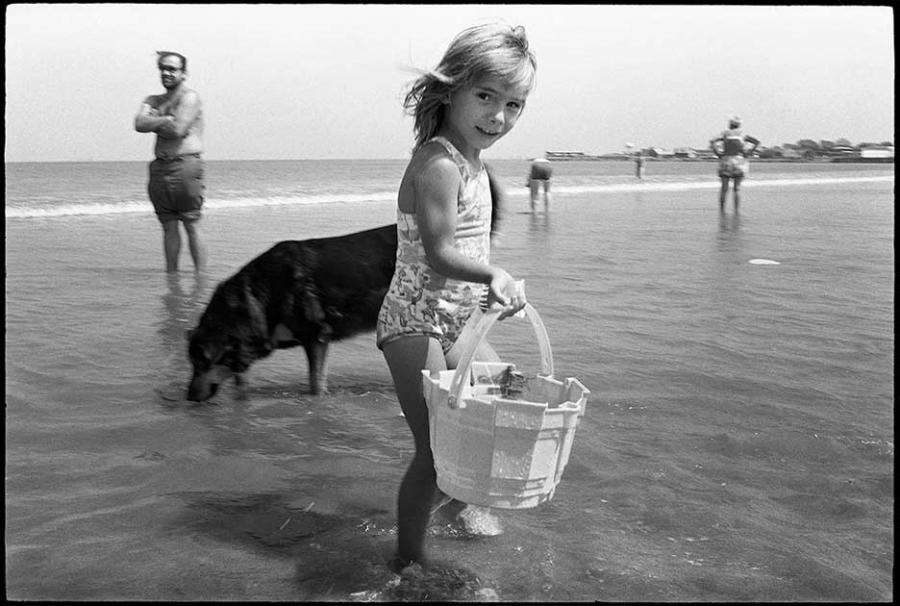 revere beach - black and white photo