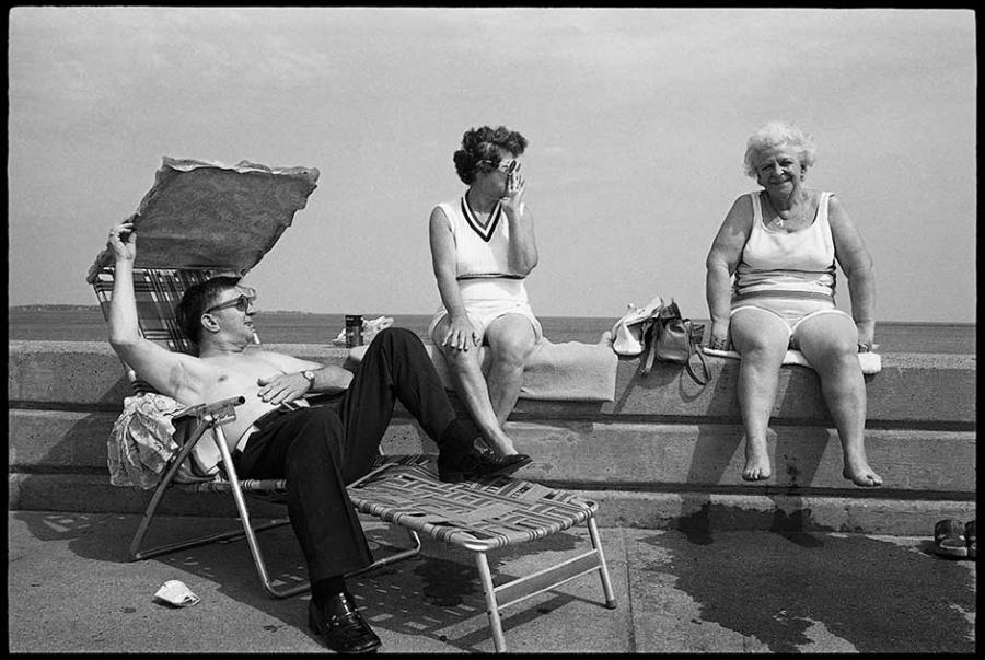revere beach - black and white photo