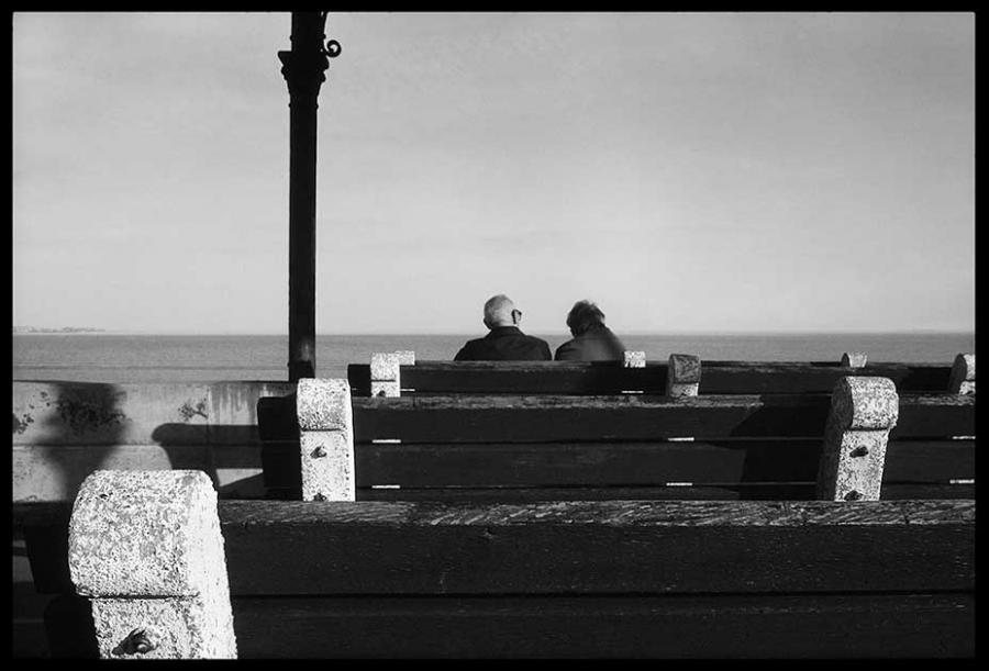 revere beach - black and white photo