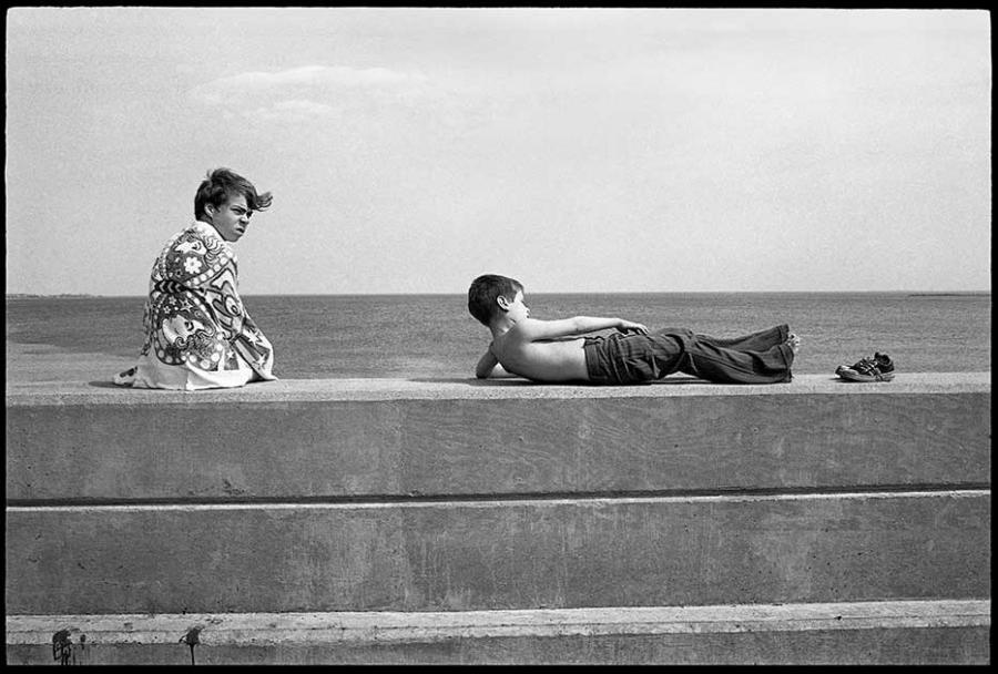 revere beach - black and white photo