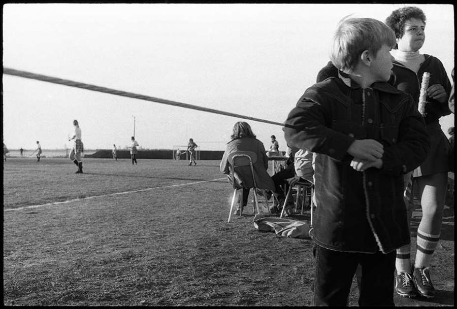 field hockey - black and white photo