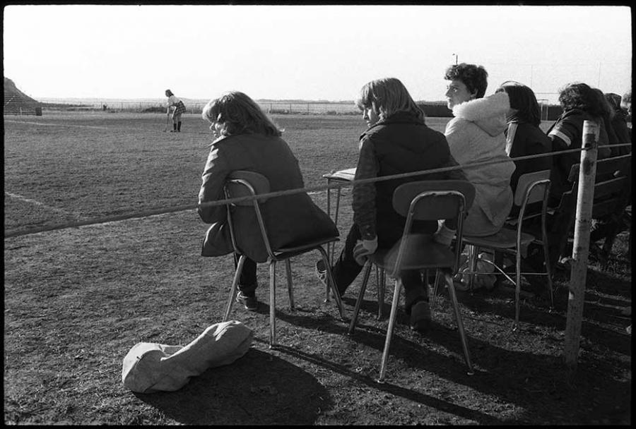 field hockey - black and white photo