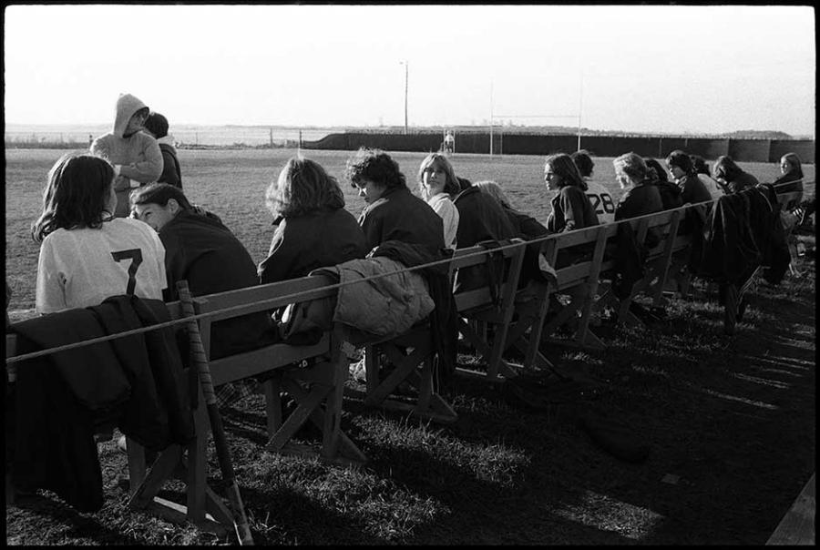 field hockey - black and white photo