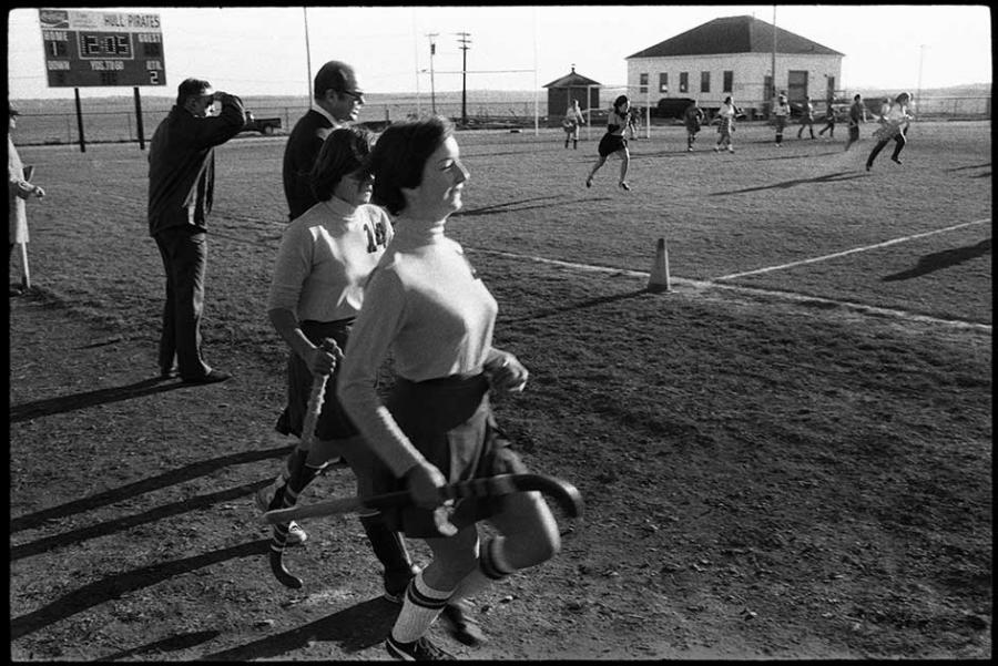 field hockey - black and white photo