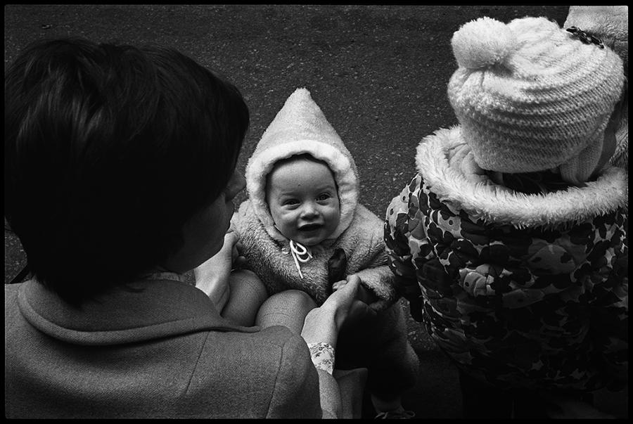 chicago parade - black and white photo