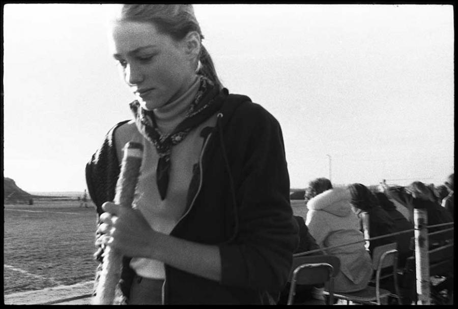 field hockey - black and white photo