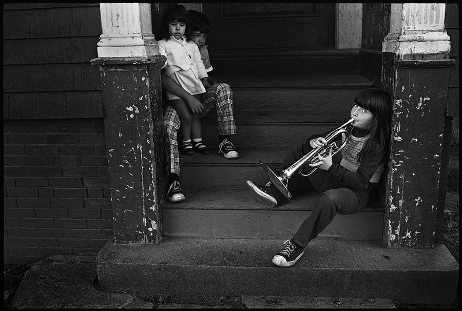 street kids - black and white photo