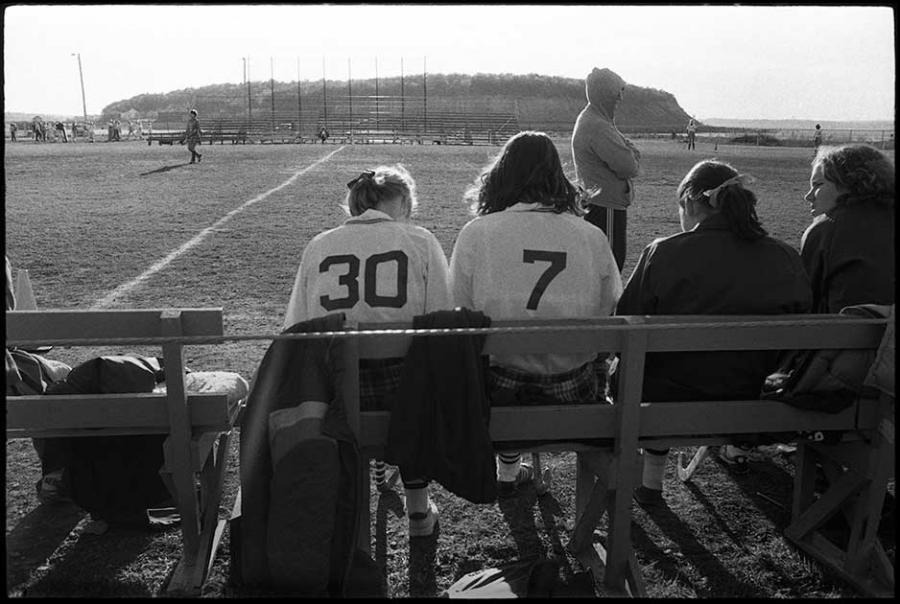 field hockey - black and white photo