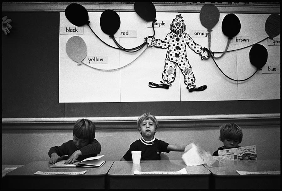 Hearing Impaired School Children - black and white photo