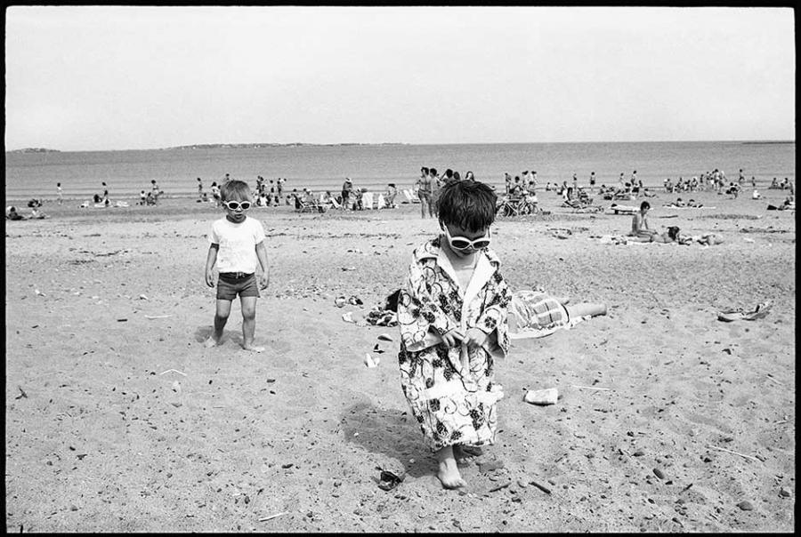 revere beach - black and white photo