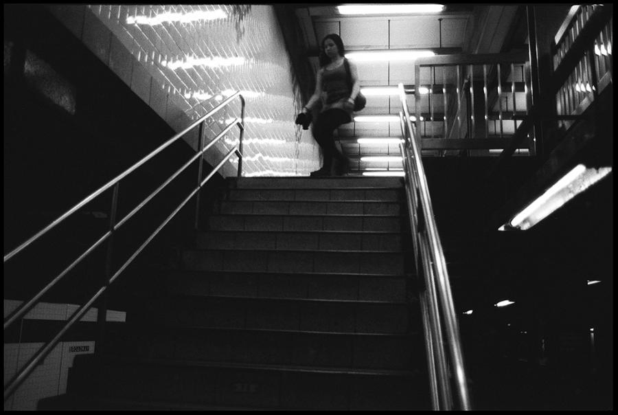 subway - black and white photo
