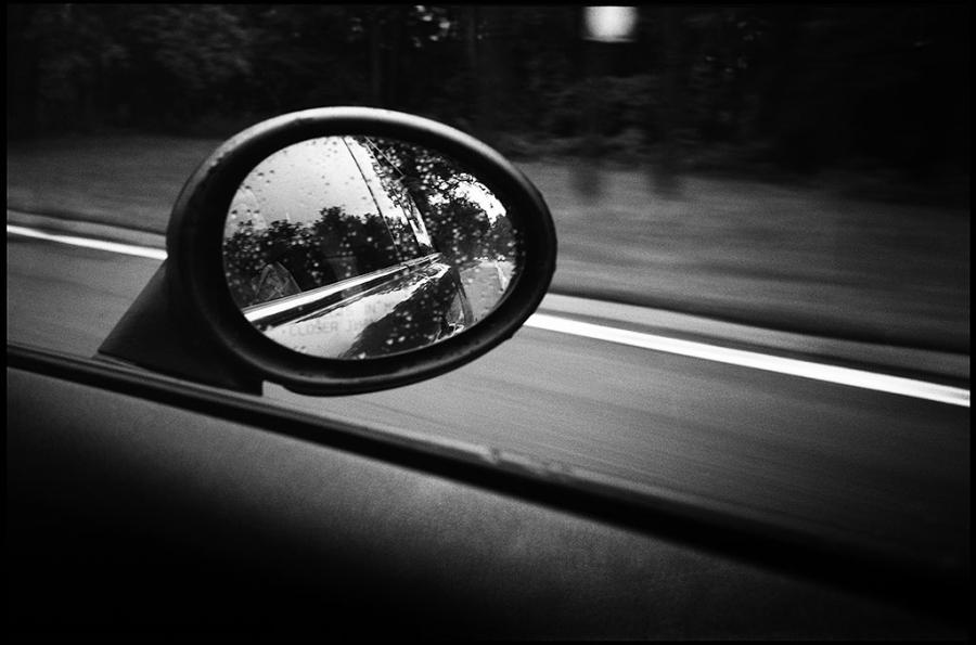on the road - black and white photo