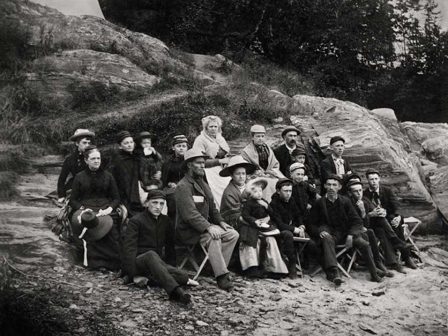 family - black and white photo