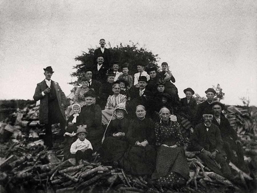 family - black and white photo