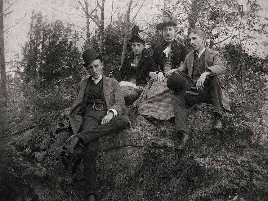 family - black and white photo
